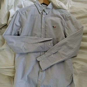 Maison Kitsune Blue Oxford Shirt Button Down 40 M